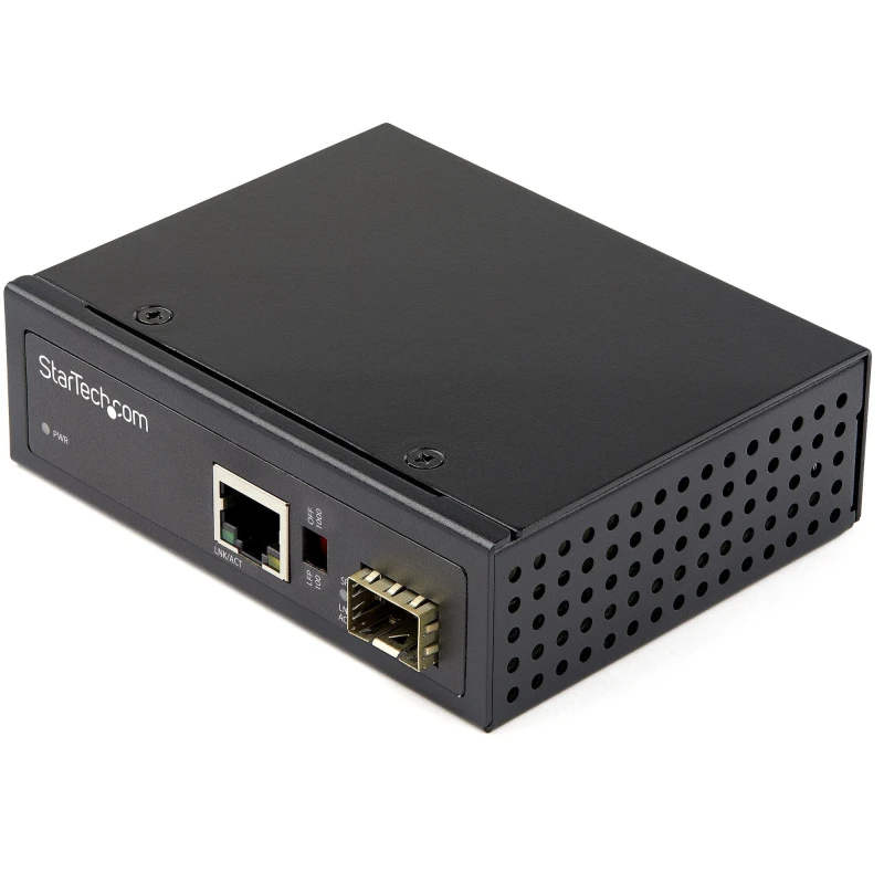 Image of StarTech.com Industrial Fiber to Ethernet Media Converter 1Gbps SFP to RJ