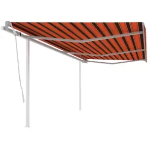 Image of Vidaxl - Manual Retractable Awning with Posts 6x3 m Orange and Brown Multicolour