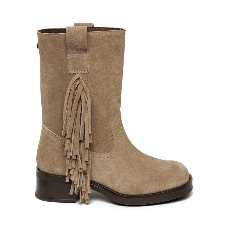 Image of Steve Madden Womens Benedict Biker Boots Taupe Suede female 4 (37)