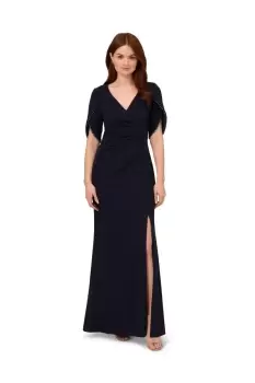 Image of Pearl Trim Knit Crepe Gown