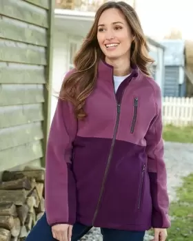 Image of Cotton Traders Rambler Panelled Fleece Jacket in Purple