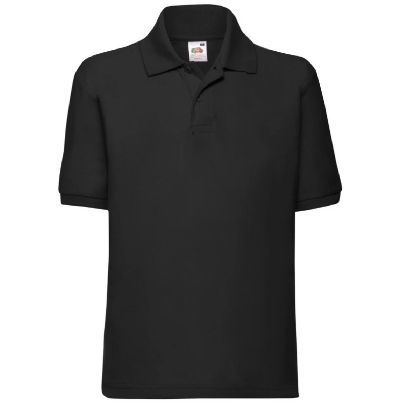 Image of Fruit of the Loom 65 35 Pique Polo Shirt Pack of 2 in Black Size: 12-13 Years Black Unisex 12-13 Years
