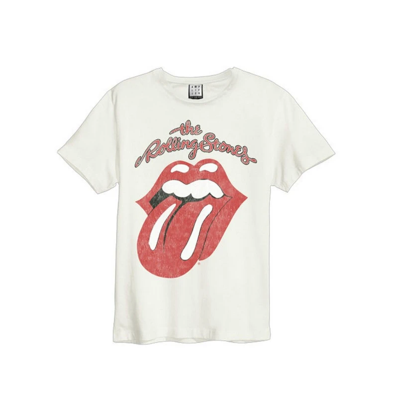 Image of Amplified Amplified Men Vintage Tongue The Rolling Stones T-Shirt in White Size: X-Small White XS Male 5063238055162