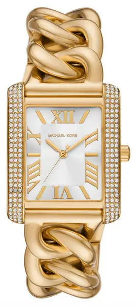 Image of Michael Kors MK7300 Emery Silver Rectangular Dial Gold Watch