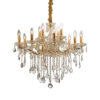 Image of Florian 12 Light Crystal Chandelier Gold Finish, E14