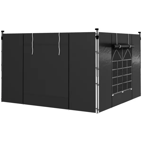 Image of Outsunny 3x3(m) or 3x6m Pop Up Gazebo Side Panels Replacement, 2 Pack Black