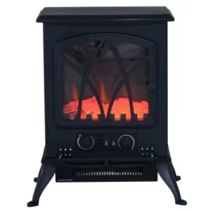 Image of HOMCOM 1850W Flame Effect Electric Free Standing Fireplace W/Fan and Log Burning Stove Heater-Black