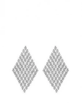 Image of Mood Silver Plated Diamante Diamond Shape Earrings