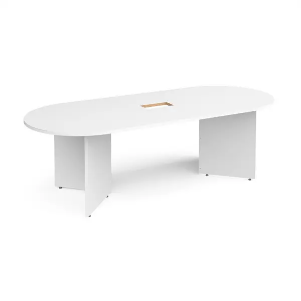 Image of Arrowhead D - End Office Boardroom Table with Power Module Cut Out - White