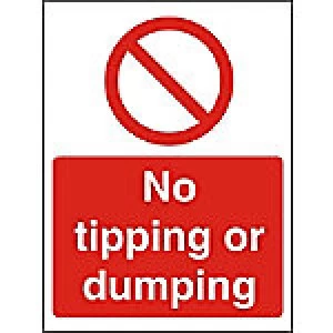 Image of Prohibition Sign No Tipping Or Dumping Plastic 40 x 30 cm