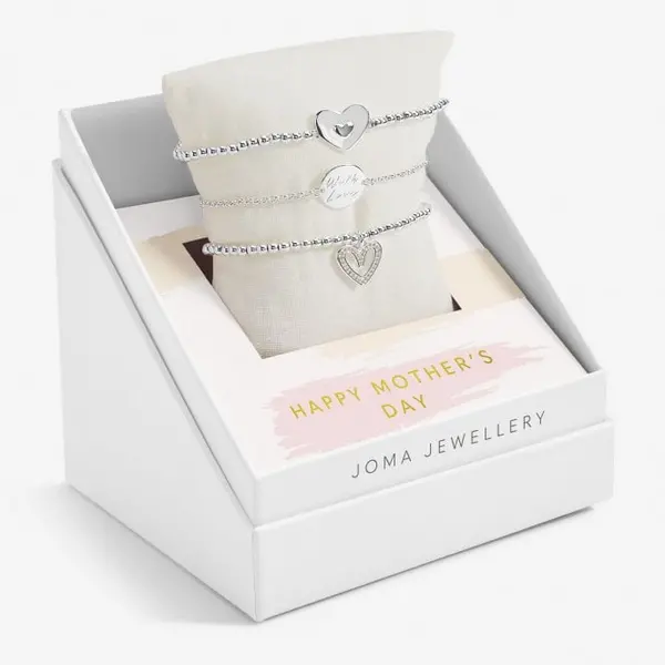 Image of Celebrate You Gift Box Happy Mother's Day Silver Plated Set Of 3 Bracelets 6957