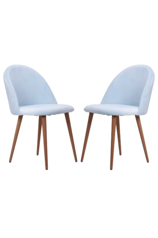 Image of Life Interiors Life Interiors Set of 2 Lucia Ergonomic Velvet Dining Chairs with Wooden Legs, Modern Upholstered Accent Chair in Royal Royal One Size