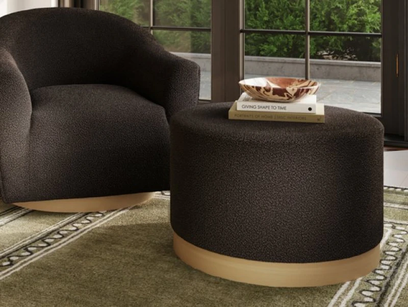 Image of LPD Lara Large Black and Natural Fabric Bedroom Stool