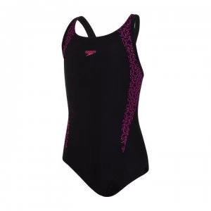Image of Speedo Boomstar Splice Flyback Swimsuit Junior Girl - Black/Elec Pink