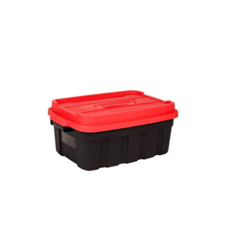 Image of Keter Tuff Tote Black & Red 37L Medium Stackable Storage Box With Lid