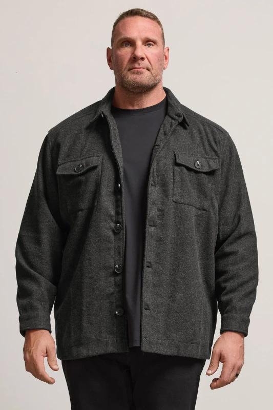 Image of BadRhino BadRhino Men Button Down Shacket in Charcoal Size: 2X-large Charcoal XXL Male 5063111743209