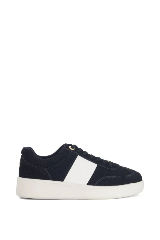 Image of Dune London Womens 'Enticing' Suede Trainers in Navy Size: 7 Navy Female 7