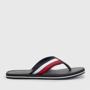 Image of Tommy Hilfiger Mens Elevated Leather Beach Flip Flops - Desert Sky - UK 8