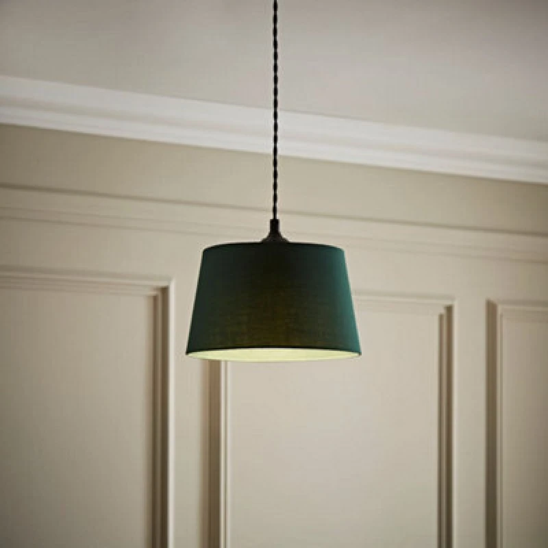 Image of ValueLights ValueLights Aspen Forest Green Tapered Easy Fit Pendant Lamp Shade in Bottle Green Size: Small Bottle Green Small Unisex 5016529274100