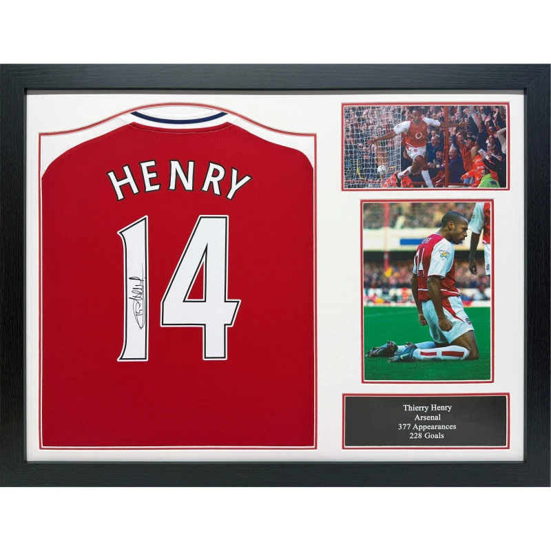 Image of AllStarSignings Ltd Thierry Henry signed & framed Arsenal shirt Red unisex One Size