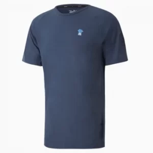 Image of PUMA Man City Ftblfeat Game Mens Football T-Shirt, Dark Denim, size Small, Clothing