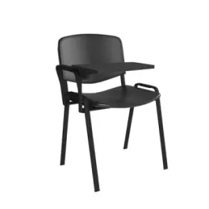 Image of Taurus plastic meeting room chair with writing tablet - Black with Black frame