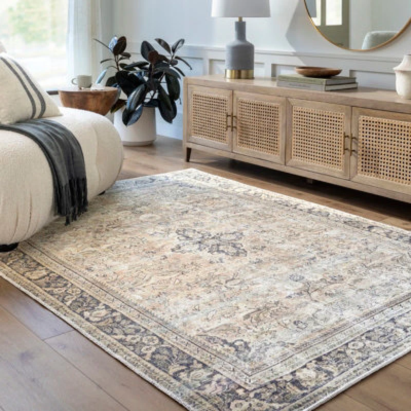 Image of Becki Owens X Livabliss Machine Washable Oriental Boho Warm Grey/khaki Darling Area Rug 160 X 213cm - Ideal For Living Room