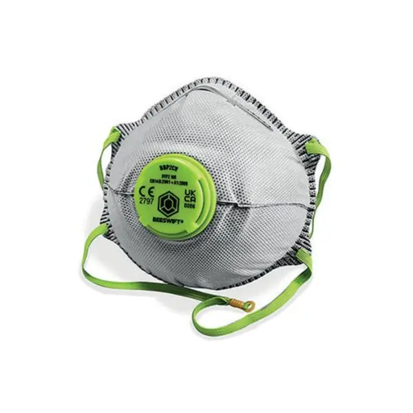 Image of Beeswift Beeswift P2 Valved Charcoal Respirator Mask Grey (Pack of 10) Grey BBP2CVN