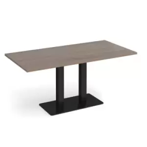 Image of Eros rectangular dining table with flat Black rectangular base and twin uprights 1600mm x 800mm - barcelona walnut