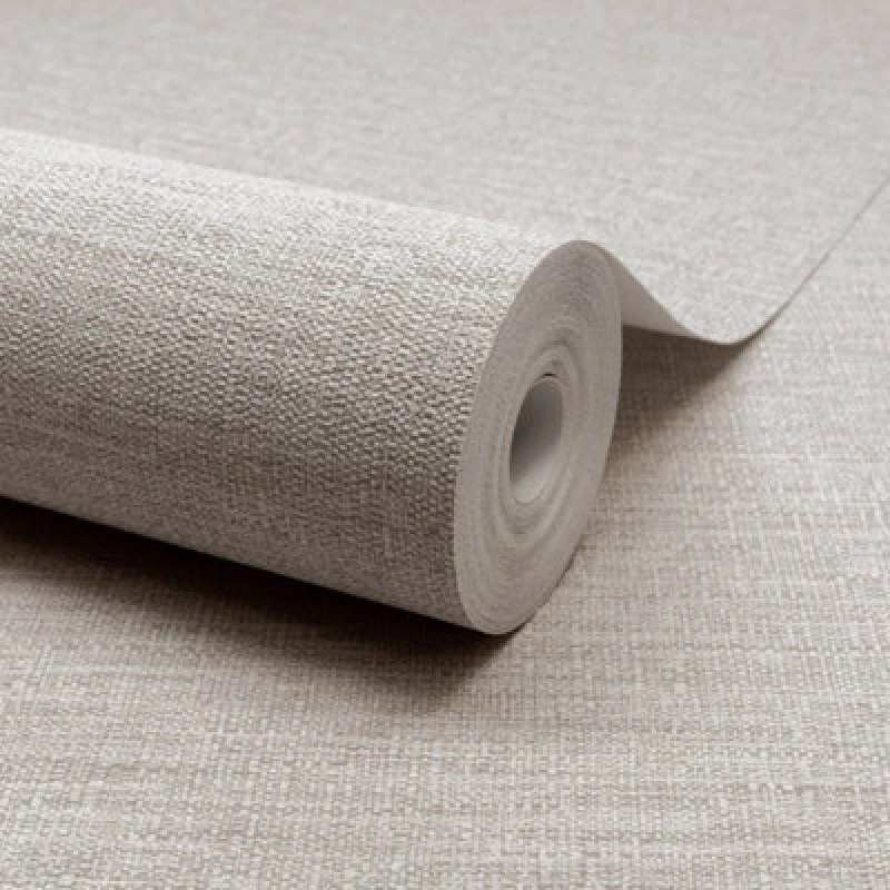 Image of Grandeco Telma Slubbed Fabric Hessian Textured Luxury Wallpaper, Griege