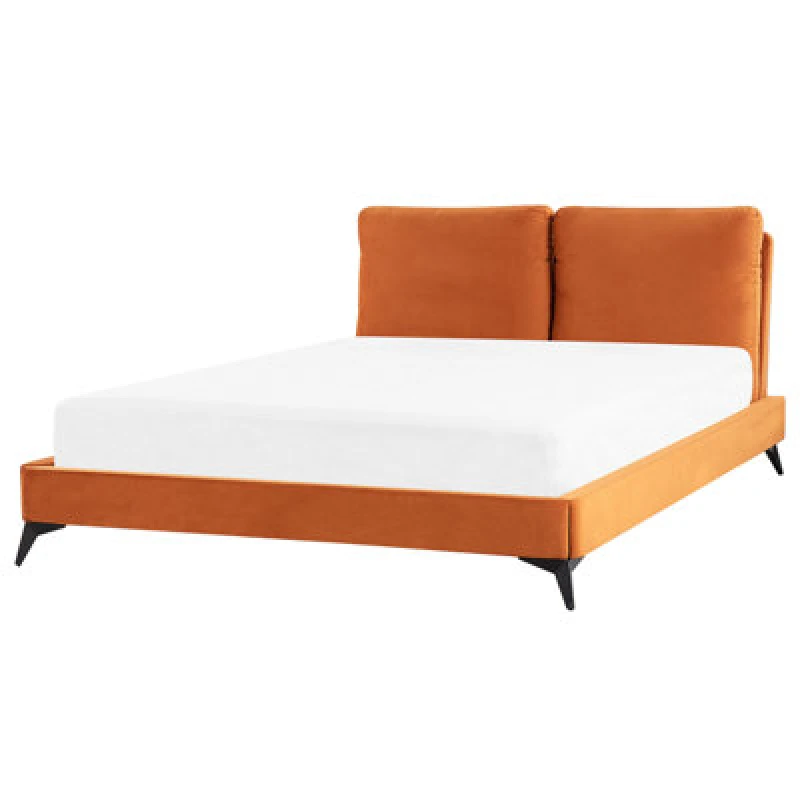 Image of Beliani Bed Velvet Melle 160 X 200 Cm (Eu King Size) Orange