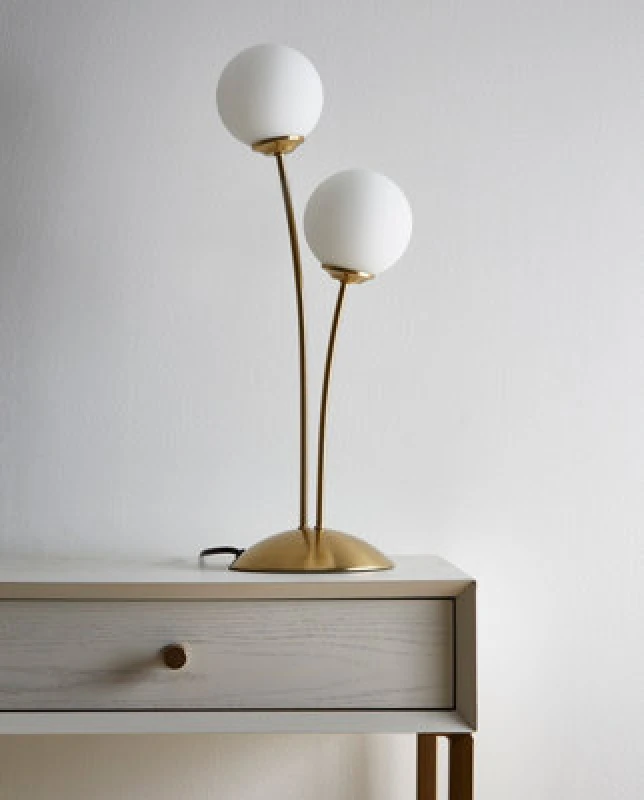 Image of K Living Mabel 2 Light Satin Brass Table Lamp
