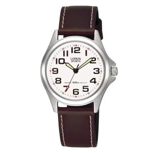 Image of Lorus RRS51LX9 Ladies Sports Watch with Brown Leather Strap & Contrast Stitching