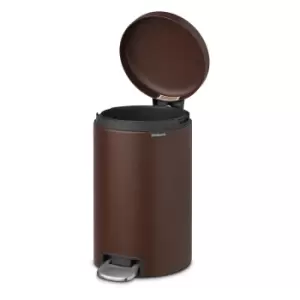 Image of Brabantia newIcon Pedal Bin 12 Litre Plastic Bucket Mineral Cosy Brown
