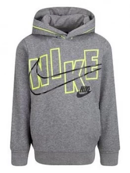 Image of Nike Younger Boys Logo Graphic Pullover Hoodie - Grey, Size 2-3 Years