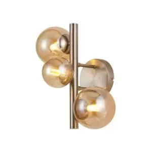 Image of Luminosa Marshall Wall Lamp, 3 Light G9, Satin Nickel, Amber Plated Glass