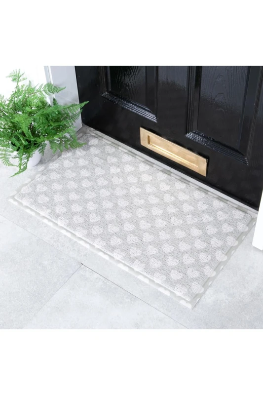 Image of Artsy Doormats Grey Heart Pattern Doormat (70 X 40Cm), Grey DMW-HEARTPATTER