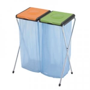 Image of Slingsby VFM OrangeGreen 2-Compartment Recycling Sack Holder 60 Litres 370573
