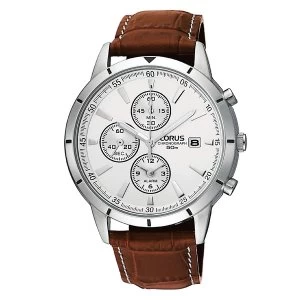 Image of Lorus RF325BX9 Mens Leather Strap Chronograph Watch With Alarm Feature
