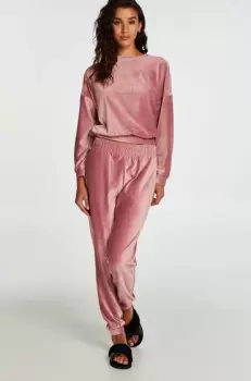 Image of Hunkemoller Velour rib jogging bottoms Pink
