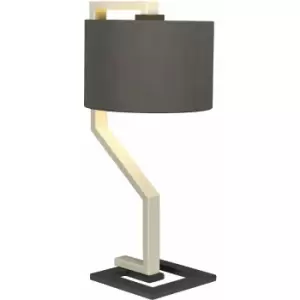 Image of Table Lamp Whale Shade Cream And Dark Grey Painted Metal Base LED E27 60W Bulb