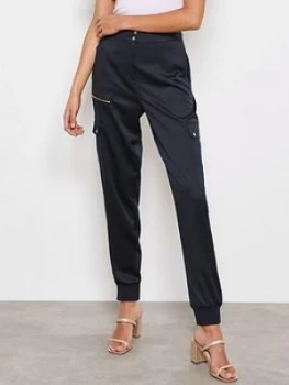 Image of Mint Velvet Satin Utility Joggers - Navy