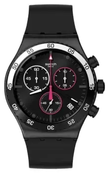 Image of Swatch YVB413 Magenta At Night Black Chronograph Dial / Watch