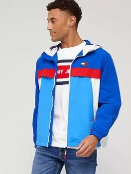 Image of Tommy Jeans Chicago Colour Block Windbreaker Jacket - Cobalt Size S, Men