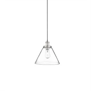 Image of 1 Light Pendant Satin Silver, Glass Shade, E27