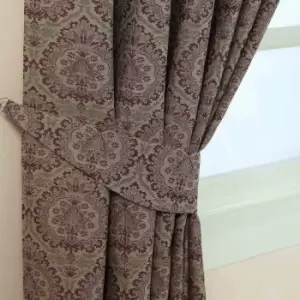 Image of HOMESCAPES Purple Damask Jacquard Curtain Tie Back Pair - Purple