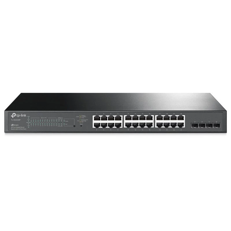 Image of TP-LINK 24 PORT + 4 SFP GIGABIT PoE+ R/M SMART SWITCH - 250W