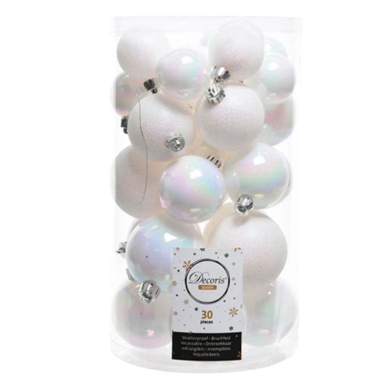 Image of Decoris Season White Christmas bauble set - 30 pcs 30_WHT-427199