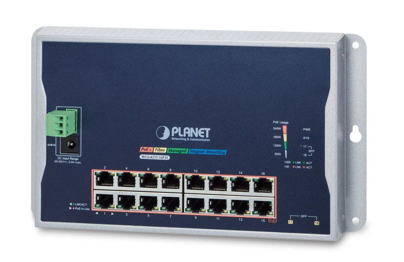 Image of PLANET WGS-4215-16P2S network switch Managed L2 Gigabit Ethernet (10/1