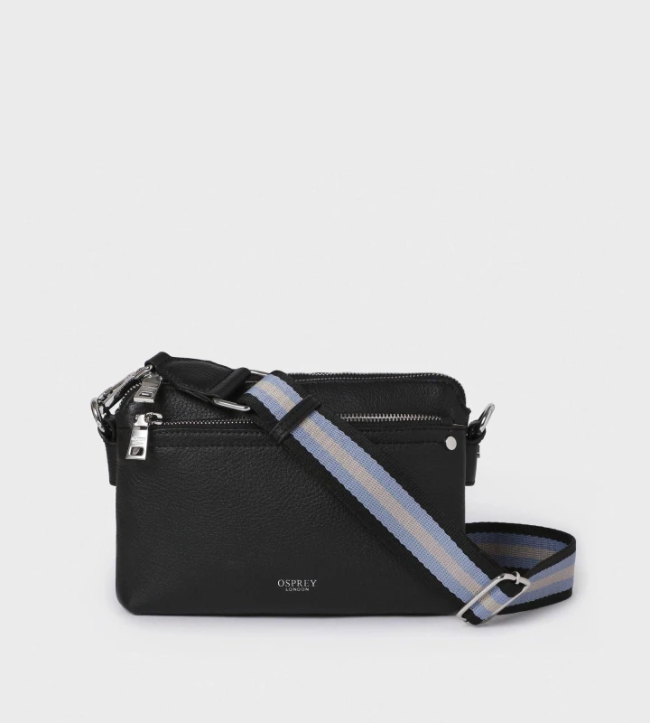 Image of OSPREY LONDON Womens The Stella Leather Crossbody Bag in Black Female One Size